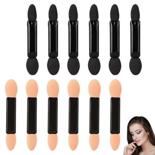 ZXCHOME Lidschatten Pinsel, 12 Pcs Sponge Eyeshadow Brush, Schwamm Lidschatten Make Up-Tool, Double Head Eyeshadow Brush, Lidschatten Applikator Lidschattenpinsel von ZXCHOME