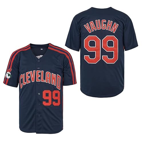 ZXCVB Herren #99 Ricky Vaughn Trikot 90er Jahre Hip Hop Kleidung Film Baseball Trikot genäht, Dunkelblau, 3X-Groß von ZXCVB