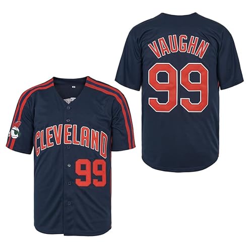 ZXCVB Herren #99 Ricky Vaughn Trikot 90er Jahre Hip Hop Kleidung Film Baseball Trikot genäht, Dunkelblau, Klein von ZXCVB