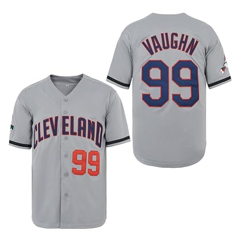 ZXCVB Herren #99 Ricky Vaughn Trikot 90er Jahre Hip Hop Kleidung Film Baseball Trikot genäht, Grau, Mittel von ZXCVB