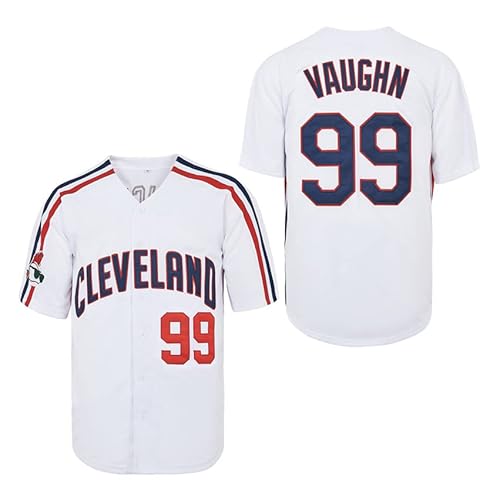 ZXCVB Herren #99 Ricky Vaughn Trikot 90er Jahre Hip Hop Kleidung Film Baseball Trikot genäht, Weiss/opulenter Garten, XL von ZXCVB
