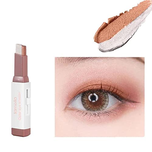 Lazy Eyeshadow Stick, zweifarbiger Lidschattenstift, Stereo-Farbverlaufsstift, Lazy Makeup, schimmernder wasserfester, Lidschatten dauerhaft von ZXCVWWE