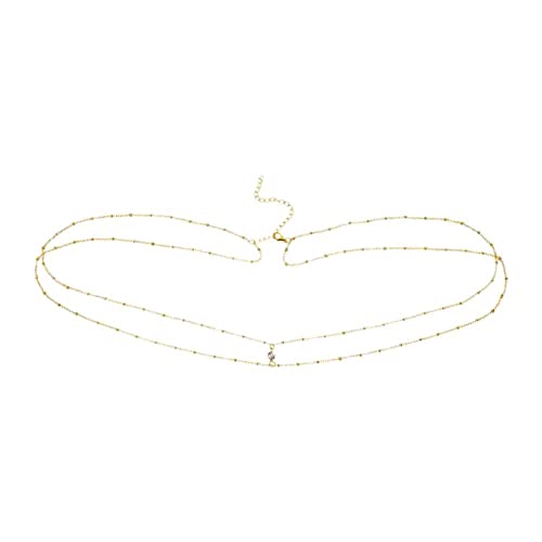 ZXCVWWE Silber Gold Doppellagige Taillenkette Perlenkette Damen Taille Bauch Kette Bauch Gürtel Sommer Körper Modeschmuck Kette Geschenk Frühling von ZXCVWWE