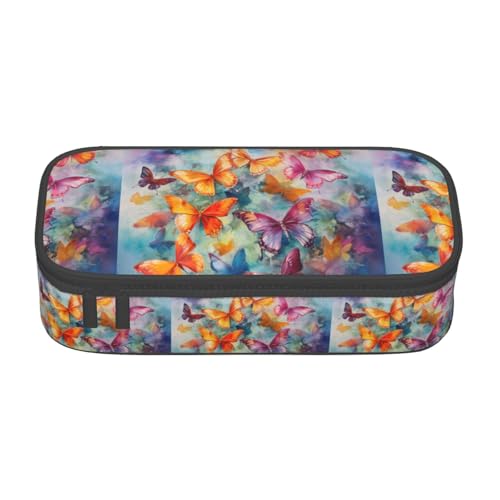 ZXERTG Federmäppchen aus Oxford-Stoff mit Schmetterlings-Aufdruck, multifunktional, perfekt für Büro und Reisen, Schwarz , Einheitsgröße, Kosmetiktasche von ZXERTG