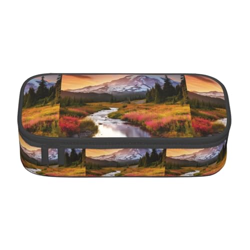 ZXERTG Federmäppchen mit Nationalpark-Druck, Oxford-Stoff, multifunktionales Federmäppchen, perfekt für Büro und Reisen, Schwarz , Einheitsgröße, Kosmetiktasche von ZXERTG