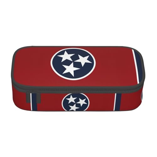 ZXERTG Federmäppchen mit Tennessee-Flaggen-Druck, Oxford-Stoff, multifunktional, perfekt für Büro und Reisen, Schwarz , Einheitsgröße, Kosmetiktasche von ZXERTG