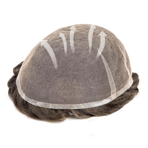 Toupet für Männerhaar Atmungsaktives Vollspitzen-Toupet for Männer Nr. 5 Braun 6" Echthaar Haarsystem Einheit Herrenperücken Unsichtbares und atmungsaktives Haartoupet für Män von ZXFIYTBH