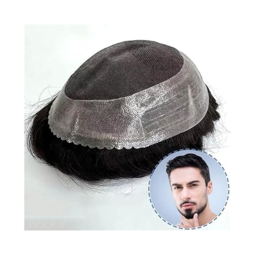 Toupet für Männerhaar Echthaar Herren Haarteil Ersatzeinheiten Atmungsaktive feine Mono-Basis Herren Haarprothese Unsichtbares und atmungsaktives Haartoupet für Män(7x9) von ZXFIYTBH