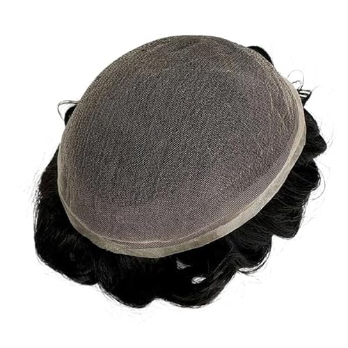 Toupet für Männerhaar Herren-Toupet mit Vollspitze, 15,2 cm, Ersatzsysteme aus indischem Echthaar Unsichtbares und atmungsaktives Haartoupet für Män(1b#,7x9) von ZXFIYTBH