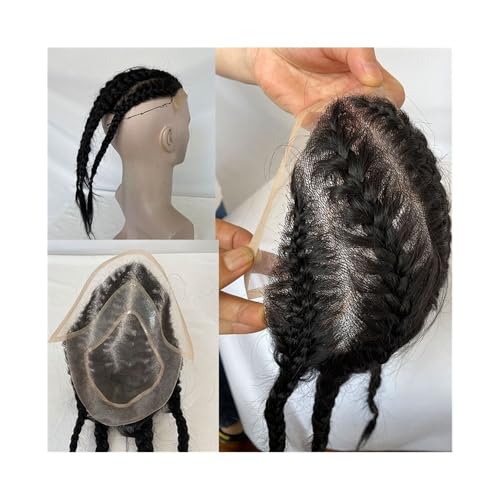 Toupet für Männerhaar Männliche Haarprothese, Mono-Basis mit PU-Basis, Haarsystem, 12 Zoll lange Zöpfe, Echthaar, Herren-Haarteil Unsichtbares und atmungsaktives Haartoupet für Män von ZXFIYTBH
