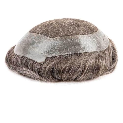 Toupet für Männerhaar Toupet for Männer, Echthaar, Herren-Kapillarprothese, Schweizer Spitze, australisches Toupet, Herren-Haarteil, 20,3 x 25,4 cm, männliche Haarprothese, indische Haarsystemeinheite von ZXFIYTBH