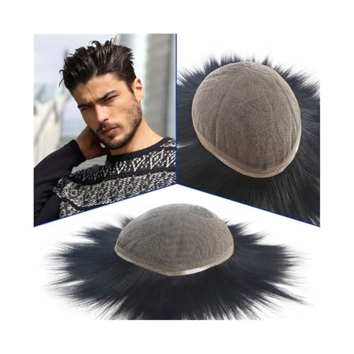 Toupet für Männerhaar Volle Spitze Basis Echthaar Männer Toupet Natürlicher Haaransatz Glattes Haar Ersatzsystem Einheit Unsichtbares und atmungsaktives Haartoupet für Män(6x9) von ZXFIYTBH