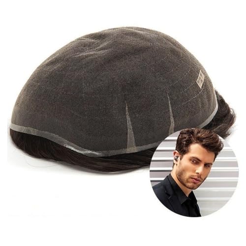 Toupet für Männerhaar Volles Schweizer Spitzen-Toupet for Männer, indisches Echthaarsystem, 8 x 10 Zoll, atmungsaktive männliche Haarprothese Unsichtbares und atmungsaktives Haartoupet für Män von ZXFIYTBH
