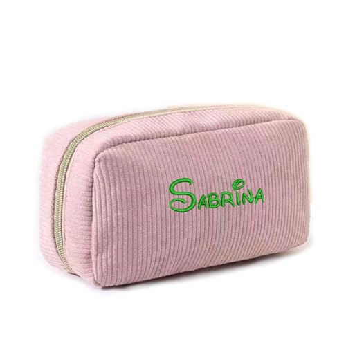 ZXH Benutzerdefinierte Kosmetiktasche, Personalisierter Stickname, Kosmetiktasche mit Reißverschluss, Cord-Etui, Kosmetiktasche, Kosmetiktasche, Reise-Tasche für Frauen Mädchen Brautjungfern Geschenke von ZXH
