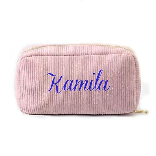 ZXH Personalisierte Make-up-Tasche, individuelle Make-up-Tasche, Namensstickerei, Braut-Make-up-Tasche, Reise-Kosmetiktasche, Kulturbeutel für Damen, tragbare Kosmetiktasche, Hochzeitsgeschenk, von ZXH