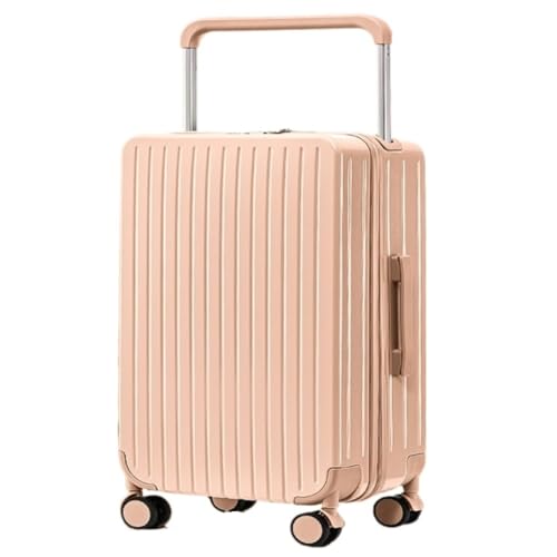 ZXHNB Trolley-Koffer Einfacher Breiter Trolley-Koffer for Damen, Universal-Rollkoffer, Passwortbox, Herren-Unterkunftskoffer Reisekoffer (Color : Pink, Size : A) von ZXHNB