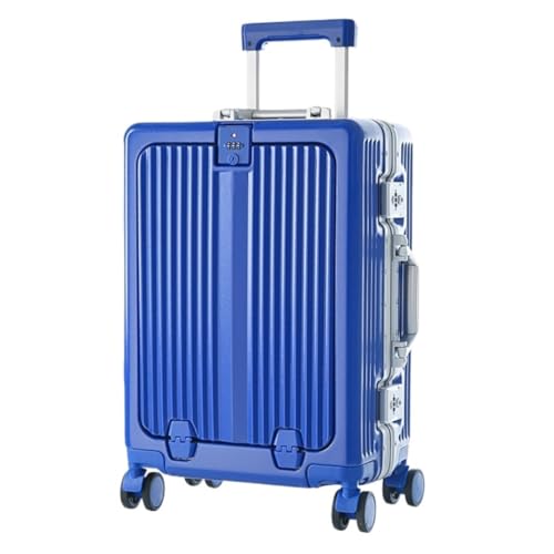 ZXHNB Trolley-Koffer Modischer Koffer Mit Frontöffnung, Damen-Trolley, Studenten-Boarding-Koffer, Universelles Rad, Passwort-Box Reisekoffer (Color : Blue, Size : A) von ZXHNB