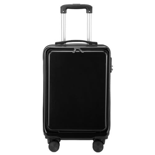 ZXHNB Trolley-Koffer Modischer Trolley-Koffer Mit Frontöffnung, Koffer Mit Seitlicher Öffnung, Spinner-Unterkunftskoffer for Damen Reisekoffer (Color : Black, Size : A) von ZXHNB