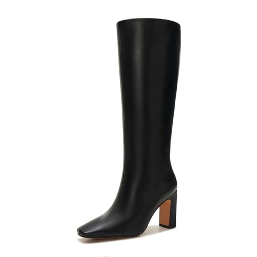 ZXHYZLZ Damen Weite Wade Schwarz Kniehohe Stiefel - Weiche Lederoptik Kitten Heel Spitz Zehe, Schwarz, 43 EU Weit ZXHYZLZ Damen Weite Wade Schwarz Kniehohe Stiefel - Weiche Lederoptik Kitten Heel Spitz Zehe, Schwarz, 43 EU Weit von ZXHYZLZ