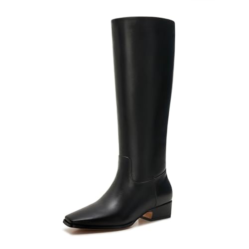 ZXHYZLZ Essential Damen Weite Wade Flach Kniehohe Stiefel - Schwarzes Kunstleder Spitze Spitze, Schwarz, 39.5 EU Weit ZXHYZLZ Essential Damen Weite Wade Flach Kniehohe Stiefel - Schwarzes Kunstleder Spitze Spitze, Schwarz, 39.5 EU Weit von ZXHYZLZ