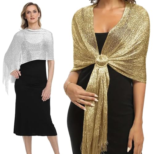 ZXJLWR 2 Stola FüR Abendkleider, Stilvolles Und Exquisites Stola Gold, Einzigartig Gestaltetes Schalgold, Geeignet FüR Verschiedene Dressing Stile Und Akzente In Den Gesamtlook von ZXJLWR