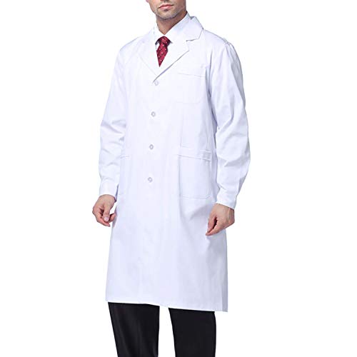 ZXK CO Laborkittel Chemie Herren, Labormantel Damen Baumwolle, Arztkittel Unisex Medizin Kittel Apotheker Mantel für Studenten, Wissenschaftslabor, Krankenschwester, Cosplay,S,Weiß von ZXK CO