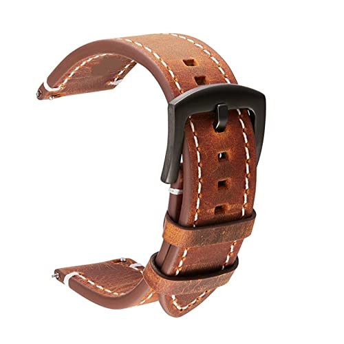 ZXKVGFNU CAREG Vintage echte Leder Uhrenbänder 7 Farben Gürtel 18mm 20mm 22 mm 24mm Frauen Männer Cowhide -Uhrenband grün braun Durable (Color : Dark brown, Size : 18mm) von ZXKVGFNU