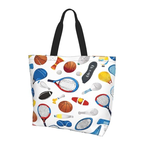 Hockey Elements Creative Patterned - Print Damen Große Tote Bag Wasserabweisend Leicht Für Einkaufen Arbeit Pendeln von ZXMDZTSS