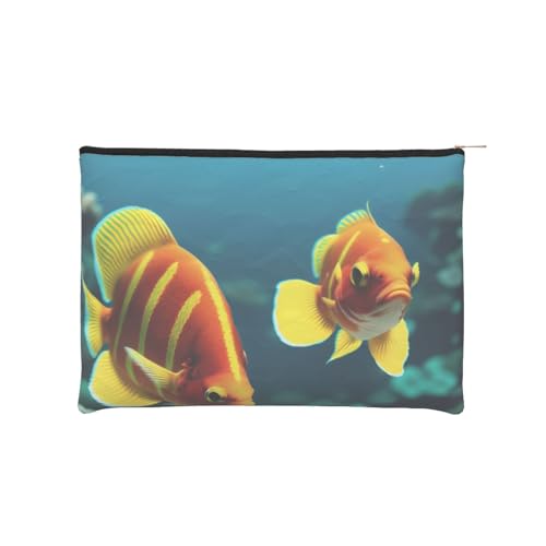 Marine Fish Wiederverwendbare Kosmetiktasche aus Papier, wasserdicht und leicht, für Reisen, Schule und den täglichen Gebrauch, Volldruck-Design, Damen, Studenten, umweltbewusst, Schwarz , von ZXMDZTSS