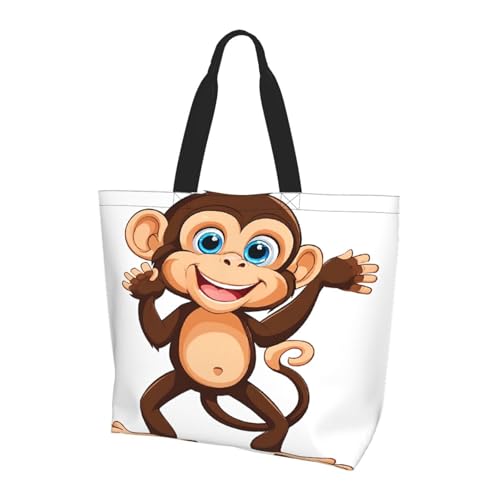 Süße Affen-Print Damen Große Tragetasche Wasserabweisend Leicht Für Einkaufen Arbeit Pendeln von ZXMDZTSS