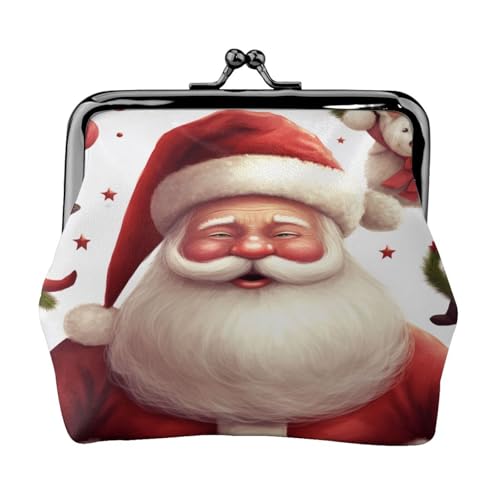Weihnachten Weihnachtsmann - Druck Damen Kompakte Münzbörse mit Schloss Wasserdicht für Reisegeschenke, Schwarz , Einheitsgröße, Lässiger Tagesrucksack von ZXMDZTSS