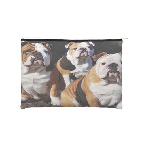 Wiederverwendbare Kosmetiktasche aus Papier, Motiv: Englische Bulldoggen, wasserdicht und leicht, für Reisen, Schule und den täglichen Gebrauch, Volldruck-Design, Damen, Studenten, umweltbewusst Wiederverwendbare Kosmetiktasche aus Papier, Motiv: Englische Bulldoggen, wasserdicht und leicht, für Reisen, Schule und den täglichen Gebrauch, Volldruck-Design, Damen, Studenten, umweltbewusst von ZXMDZTSS