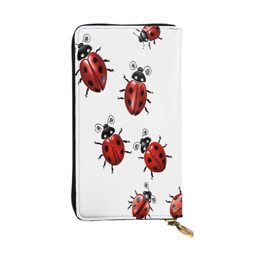 ZXMDZTSS (Art Ladybug Tracks Print) Print Damen Leder Reißverschluss Geldbörse 12 Kartenfächer Münzfach für Reisen/Geschenke, Schwarz , Einheitsgröße von ZXMDZTSS