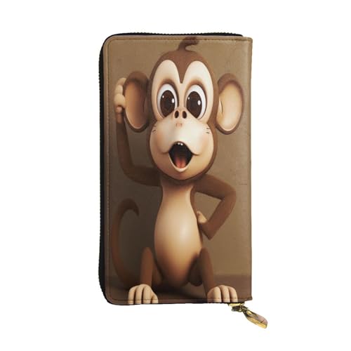 ZXMDZTSS (Cute Monkey) Damen Leder Reißverschluss Geldbörse 12 Kartenfächer Münzfach für Reisen/Geschenke, Schwarz , Einheitsgröße von ZXMDZTSS