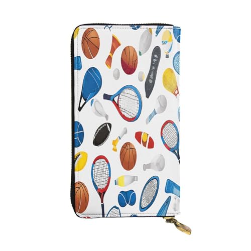 ZXMDZTSS (Hockey Elements Creative Patterned) Print Damen Leder Reißverschluss Geldbörse 12 Kartenfächer Münzfach für Reisen/Geschenke, Schwarz , Einheitsgröße von ZXMDZTSS