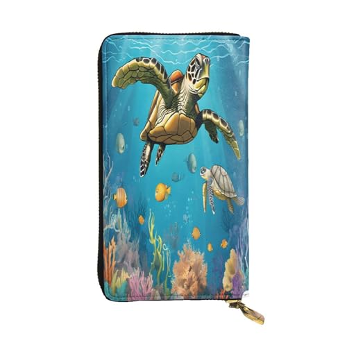 ZXMDZTSS (Sea Conch Shell Turtle) Print Damen Leder Reißverschluss Geldbörse 12 Kartenfächer Münzfach für Reisen/Geschenke, Schwarz , Einheitsgröße von ZXMDZTSS