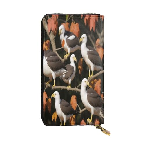ZXMDZTSS Adler auf dem Zweig Druck Damen Leder Reißverschluss Geldbörse 12 Kartenfächer Münzfach für Reisen/Geschenke, Schwarz , Einheitsgröße von ZXMDZTSS