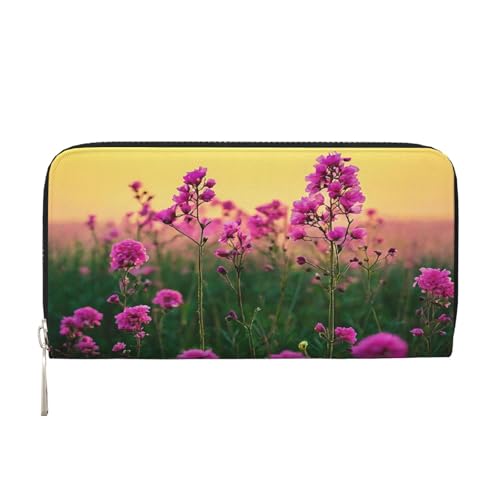 ZXMDZTSS Blumen – Echtes Leder Damen Geldbörse mit Reißverschluss und Handyfach – Stilvolle Clutch-Geldbörse für den täglichen Gebrauch, Reisen & Geschenke (20,1 cm Handheld-Design), Schwarz , von ZXMDZTSS