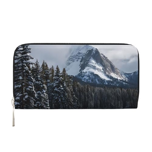 ZXMDZTSS Canadian Smokey Mountain Cliff Damen-Geldbörse mit Reißverschluss und Handyfach, stilvolle Clutch-Geldbörse für den täglichen Gebrauch, Reisen und Geschenke (20,1 cm Handheld-Design), Schwarz von ZXMDZTSS