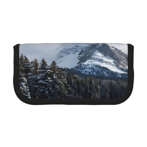 ZXMDZTSS Canadian Smokey Mountain Cliff – Leinen-Federmäppchen – stilvolles zweifarbiges Design | Make-up- und Schreibwaren-Organizer für Schule, Reisen, Schwarz , Einheitsgröße, Reisetasche von ZXMDZTSS
