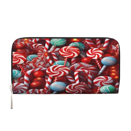 ZXMDZTSS Candy Damen-Geldbörse aus echtem Leder mit Reißverschluss und Handyfach, stilvolle Clutch-Geldbörse für den täglichen Gebrauch, Reisen und Geschenke (20,1 cm Handheld-Design), Schwarz , von ZXMDZTSS