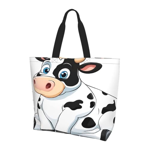 ZXMDZTSS Cartoon Milk Cow Print Damen Große Tragetasche Wasserabweisend Leicht Für Einkaufen Arbeit Pendeln von ZXMDZTSS