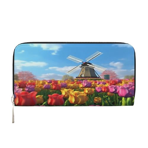 ZXMDZTSS Colorful Spring – Damen-Geldbörse mit Reißverschluss und Handyfach – stilvolle Clutch-Geldbörse für den täglichen Gebrauch, Reisen und Geschenke (20,1 cm Handheld-Design), Schwarz , von ZXMDZTSS