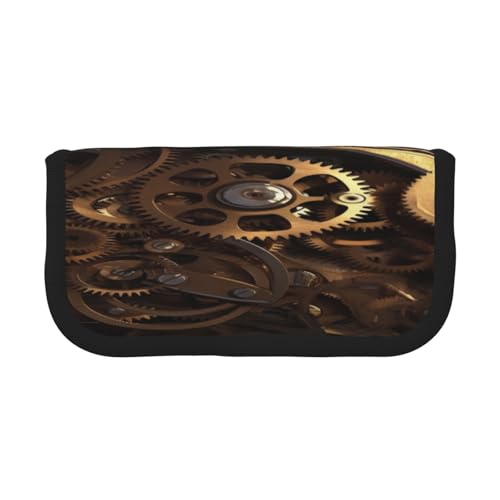 ZXMDZTSS Coole Steampunk-Zahnrädermäppchen aus Segeltuch, stilvolles zweifarbiges Design, Make-up- und Schreibwaren-Organizer für Schule, Reisen, Schwarz , Einheitsgröße, Reisetasche von ZXMDZTSS