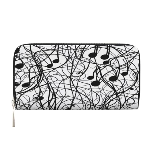 ZXMDZTSS Damen-Geldbörse mit Musiknoten-Aufdruck, echtes Leder, mit Reißverschluss, mit Handyfach, stilvolle Clutch-Geldbörse für den täglichen Gebrauch, Reisen und Geschenke (20,1 cm von ZXMDZTSS