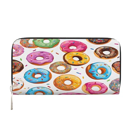 ZXMDZTSS Donut Damen-Geldbörse aus echtem Leder mit Reißverschluss und Handyfach, stilvolle Clutch-Geldbörse für den täglichen Gebrauch, Reisen und Geschenke (20,1 cm Handheld-Design), Schwarz , von ZXMDZTSS