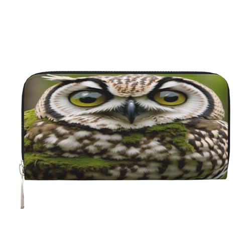 ZXMDZTSS Eule Damen-Geldbörse aus echtem Leder mit Reißverschluss und Handyfach, stilvolle Clutch-Geldbörse für den täglichen Gebrauch, Reisen und Geschenke (20,1 cm Handheld-Design), Schwarz , von ZXMDZTSS