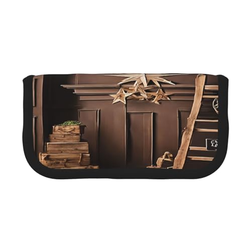 ZXMDZTSS Federmäppchen aus Segeltuch mit Aufschrift "Merry Christmas and Happy New Year", stilvolles zweifarbiges Design, Make-up- und Schreibwaren-Organizer für Schule, Reisen, Schwarz , von ZXMDZTSS