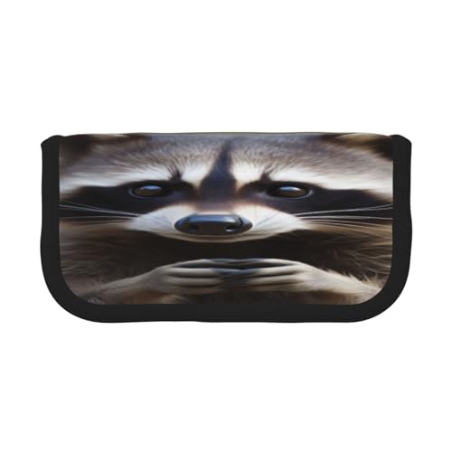 ZXMDZTSS Federmäppchen aus Segeltuch mit niedlichem Waschbär-Design, stilvolles zweifarbiges Design, Make-up- und Schreibwaren-Organizer für Schule, Reisen, Schwarz , Einheitsgröße, Reisetasche von ZXMDZTSS