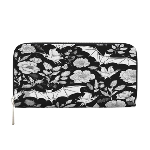 ZXMDZTSS Fledermaus-Druck – Damen-Geldbörse mit Reißverschluss und Handyfach – stilvolle Clutch-Geldbörse für den täglichen Gebrauch, Reisen und Geschenke (20,1 cm Handheld-Design), Schwarz , von ZXMDZTSS